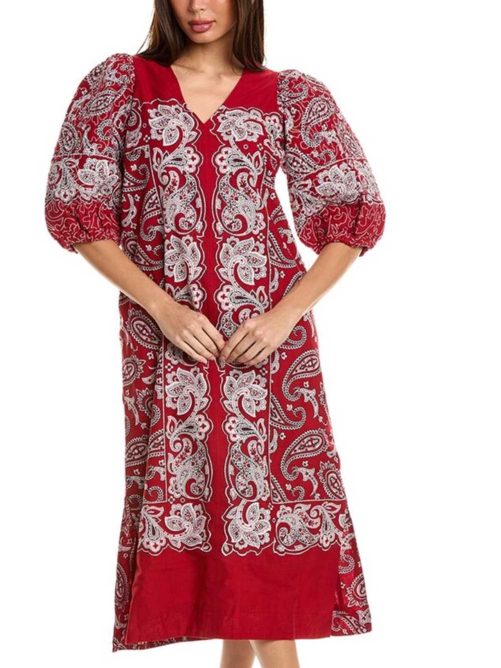 Sea NY red paisley Theodora dress medium NWT